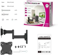 Ultramounts Кронштейн для телевизора ULTRAMOUNTS UM 861, 13-27", настенный, поворотно-выдвижной и наклонный, черный подставка/крепление